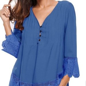 Cobalt Blue Lace Accent Shirt